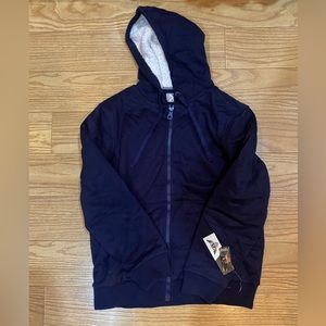 Wild wear navy full zip Sherpa lined hoodie